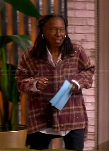 Whoopi's red plaid splatter shirt on The View