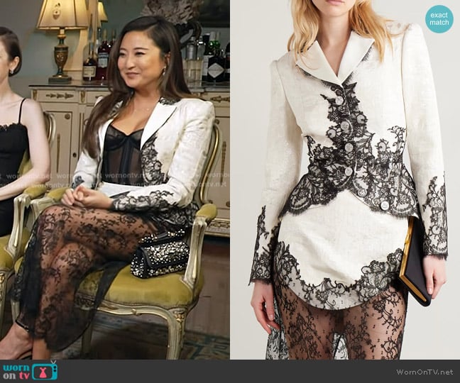 Wiederhoeft Salon Jacket with Lace Applique worn by Ashley Park on Today