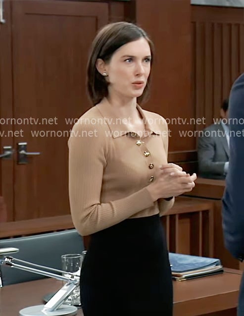 Willow's camel and black dress on General Hospital