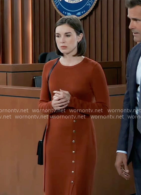 Willow’s orange long sleeved dress on General Hospital