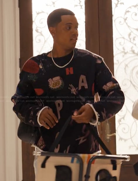 Will's black printed sweater on Bel-Air