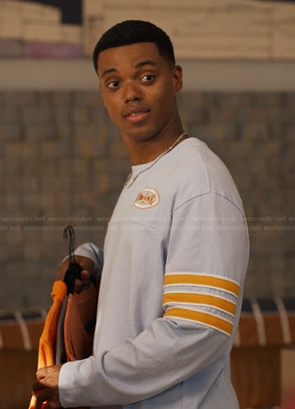 Will's blue sleeve stripe sweatshirt on Bel-Air