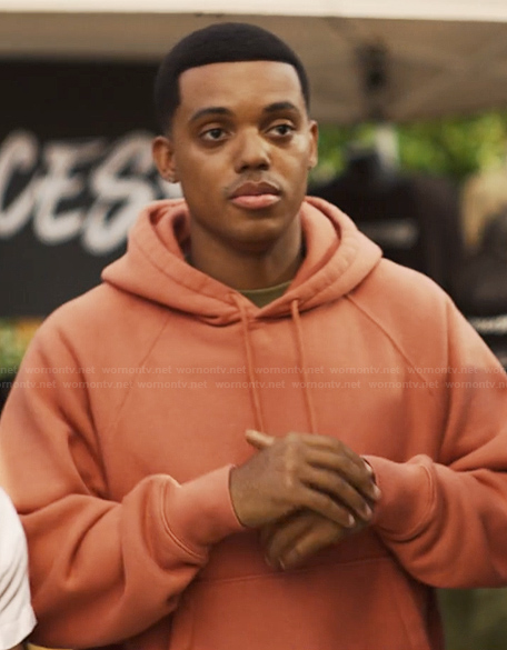 Will's orange hoodie and printed shorts on Bel-Air