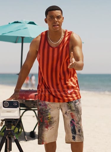 Will's striped tank top and shorts on Bel-Air