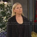 Jennifer’s black windowpane check coat on Days of our Lives