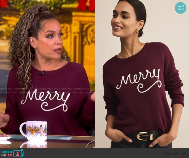 Z Supply Sienna Merry Sweater in Merlot worn by Sunny Hostin on The View