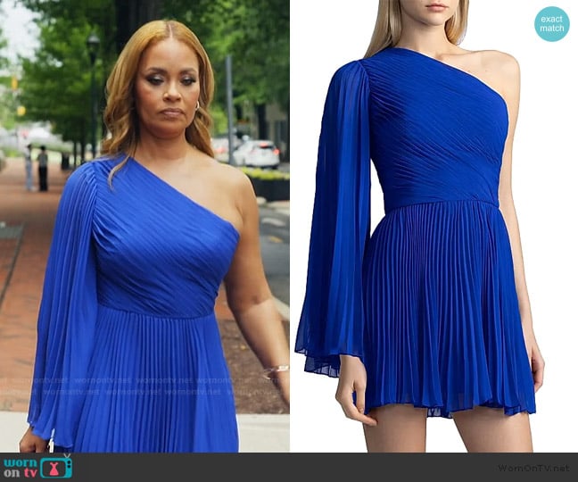Zac Posen Asymmetric Pleated Chiffon Minidress worn by Gizelle Bryant on The Real Housewives of Potomac