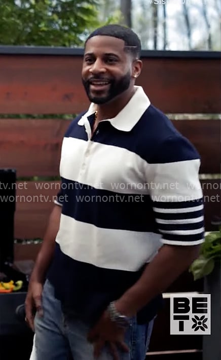 Zac’s striped polo shirt on Tyler Perrys Sistas
