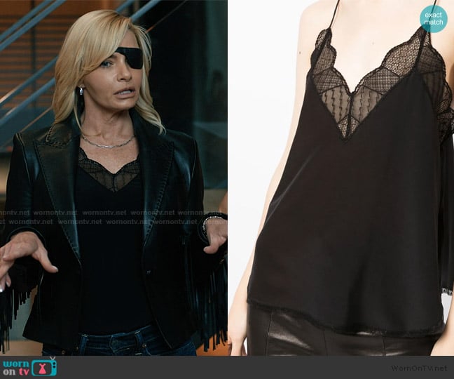 Zadig and Voltaire lace-trim slip top worn by Tiff (Jaime Pressly) on Elsbeth