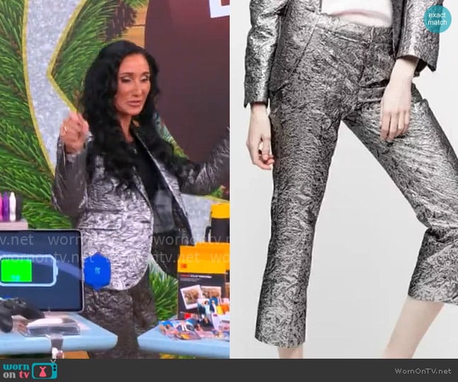 Zadig and Voltaire Posh Metallic Jacquard Pants worn by Elizabeth Werner on CBS Mornings