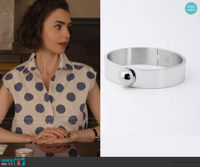 Zag Bijoux Madelyne Bangle Bracelet worn by Emily Cooper (Lily Collins) on Emily in Paris