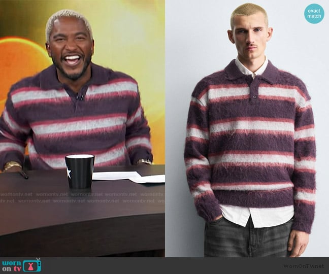Scott’s striped polo sweater on Access Hollywood