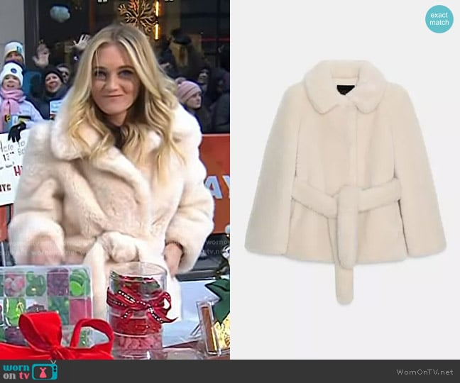 Zara Faux Fur Belted Coat in Ecru worn by Jasmine Snow on Today