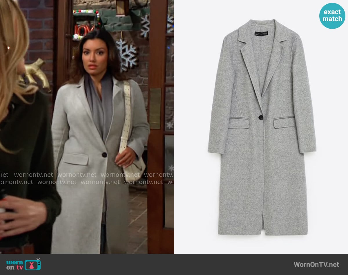 Zara Masculine Coat worn by Audra Charles (Zuleyka Silver) on The Young and the Restless