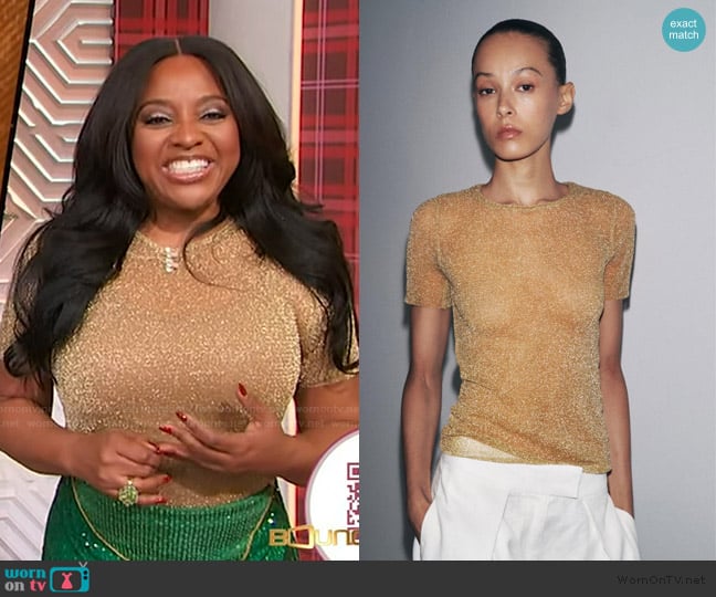 Sherri’s gold metallic top on Sherri Sherri’s gold metallic top on Sherri