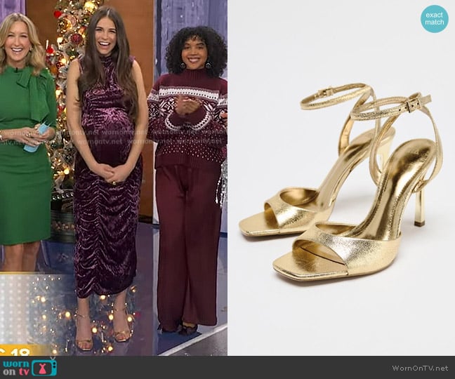 Zara Patent Effect Heeled Sandals worn by Erica Wark on Good Morning America