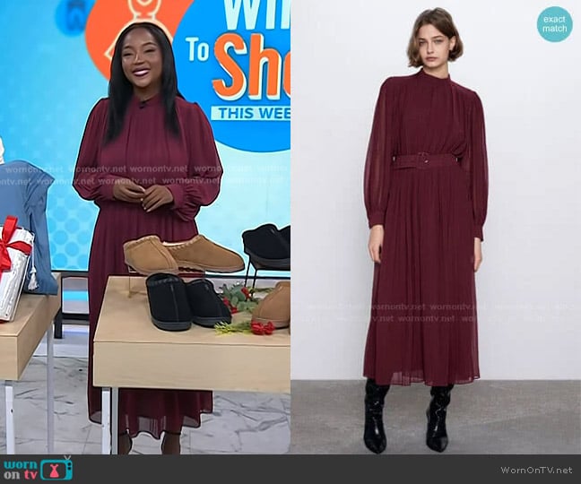 Zara Pleated Midi Dress worn by Makho Ndlovu on Today