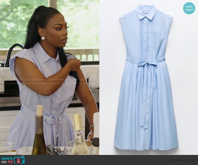 Zara Poplin Wrap Dress worn by Keiarna Stewart on The Real Housewives of Potomac