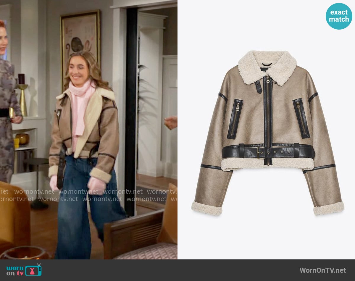 Zara Short Double-Faced Jacket worn by Katie Abbott (Sienna Mercuri) on The Young and the Restless