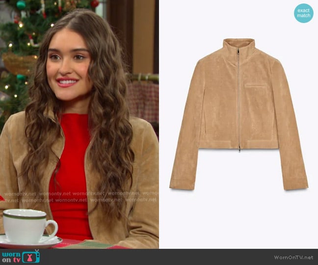 Zara Suede Leather Jacket worn by  Arianna Horton (Marissa Reyes) on Days of our Lives