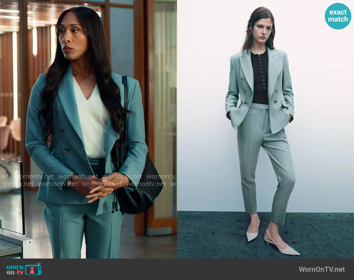 Zara Tailored Double Breasted Blazer and Pants worn by Sofia Salinas (Michaela Jaé Rodriguez) on Loot