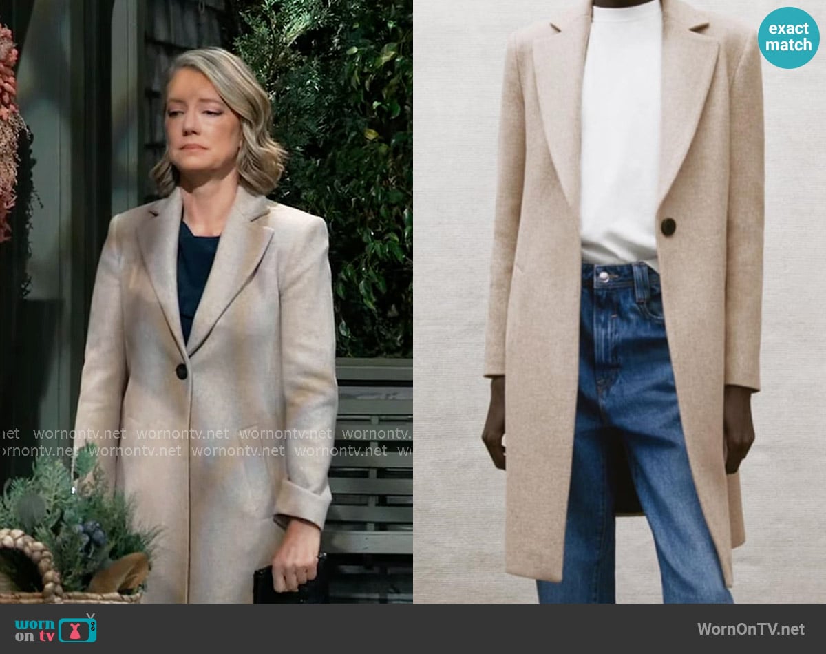 Zara Wool Blend Coat worn by Nina Reeves (Cynthia Watros) on General Hospital