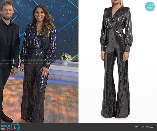 Zhivago Galileo Draped Metallic Jumpsuit worn by Amélie van Tass on Today