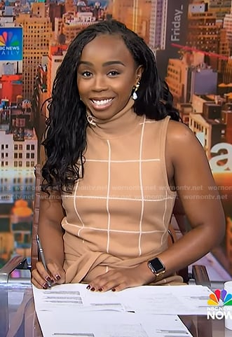 Zinhle’s beige windowpane knit dress on NBC News Daily
