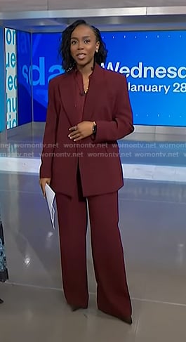 Zinhle's maroon blazer and pants on NBC News Daily