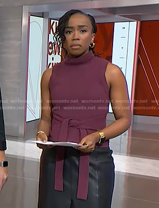 Zinhle's purple tie front turtleneck on NBC News Daily