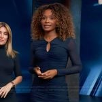 Zuri’s blue sheer gathered dress on Access Hollywood