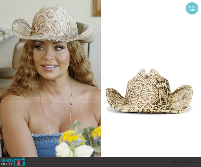 Gizelle’s snake skin print cowboy hat on RHOP