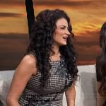 Golnesa's floral embellished check mini dress on Access Hollywood