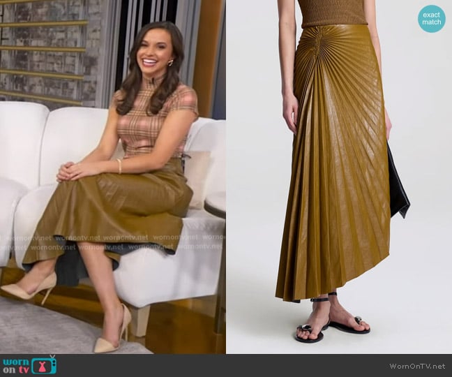 A.L.C. Tracy Skirt in Saddle worn by Hanna Battah on Good Morning America