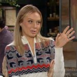 Abby’s fair isle zip sweater on The Young and the Restless