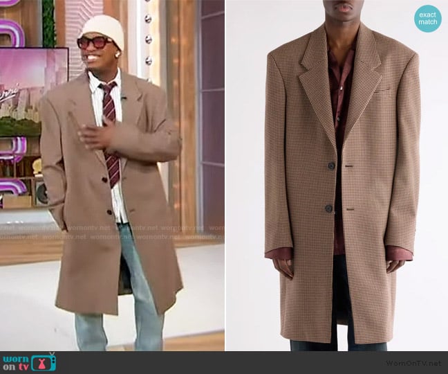 Acne Studios Otam Houndstooth Wool Coat worn by Ne-Yo on Sherri