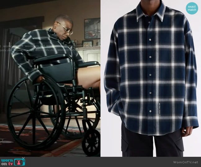 Acne Studios Setar Shadow Check Long Sleeve Flannel Button-Up Shirt worn by Henrietta Wilson (Aisha Hinds) on 9-1-1
