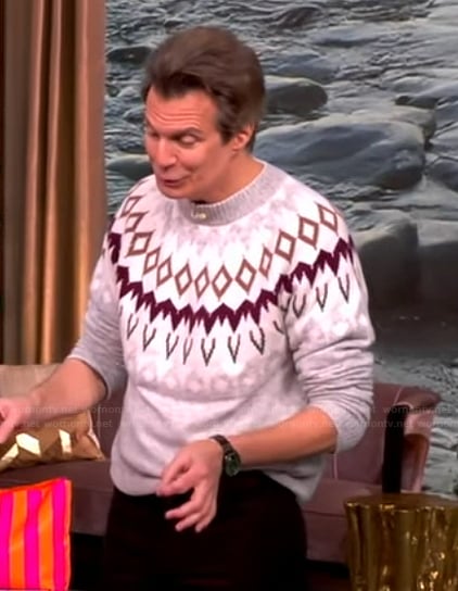 Adam Glassman’s gray fairisle sweater on The View