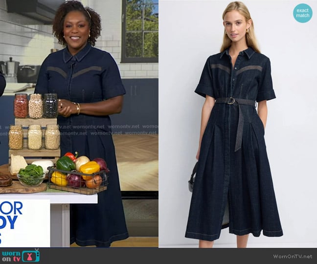 Adam Lippes Denim Shirt Dress worn by Maya Feller on Good Morning America