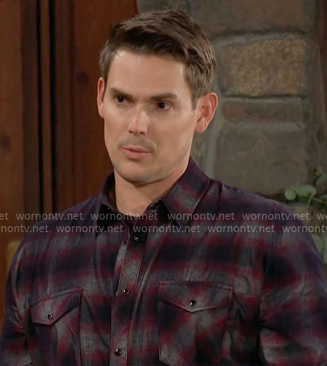 Adam's plaid button down shirt on The Young and the Restless