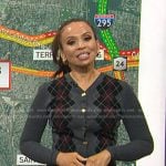 Adelle’s grey argyle cardigan on Today