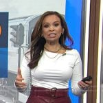 Adelle’s red belted leather skirt on Today