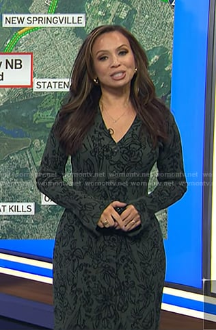 Adelle's green floral v-neck knit dress on Today