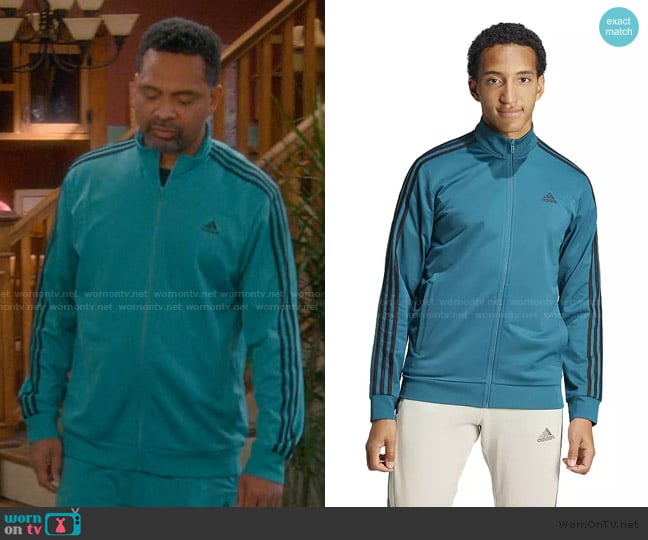 Adidas 3-Stripes Warm-Up Sportswear Track Jacket worn by Bernard Upshaw (Mike Epps) on The Upshaws