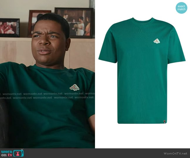 Adidas Mini Pizza Graphic T-Shirt in Collegiate Green worn by Harry Grant (Elijah M. Cooper) on 9-1-1