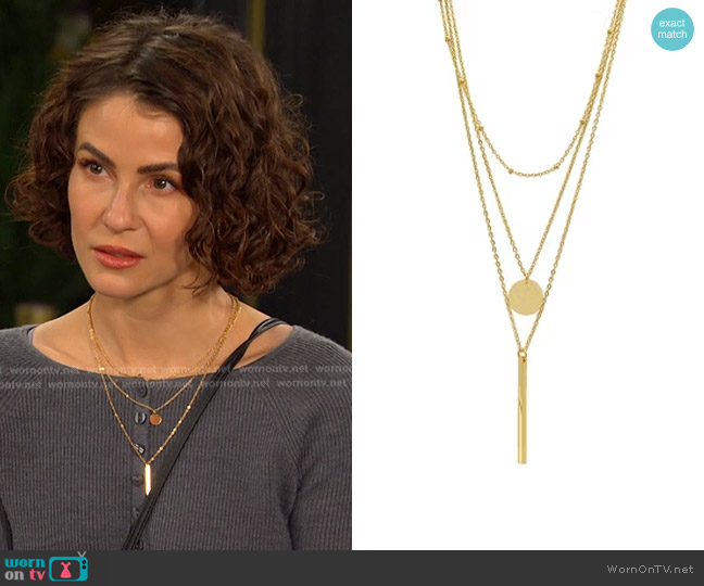 Adornia Water Resistant Layered Pendant Necklace Set worn by Sarah Horton (Linsey Godfrey) on Days of our Lives