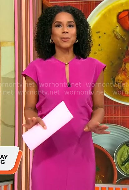 Adriana Diaz's pink keyhole maxi dress on CBS Mornings