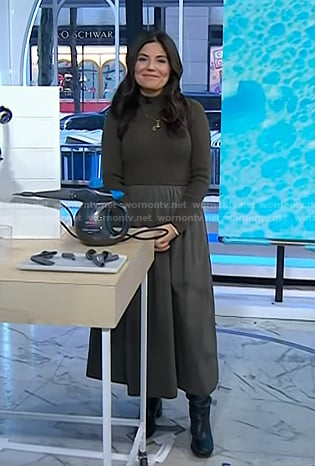 Adrianna’s army green mixed media midi dress on Today