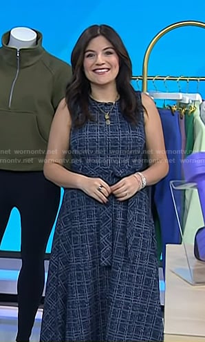 Adrianna’s blue sleeveless tweed dress on Today
