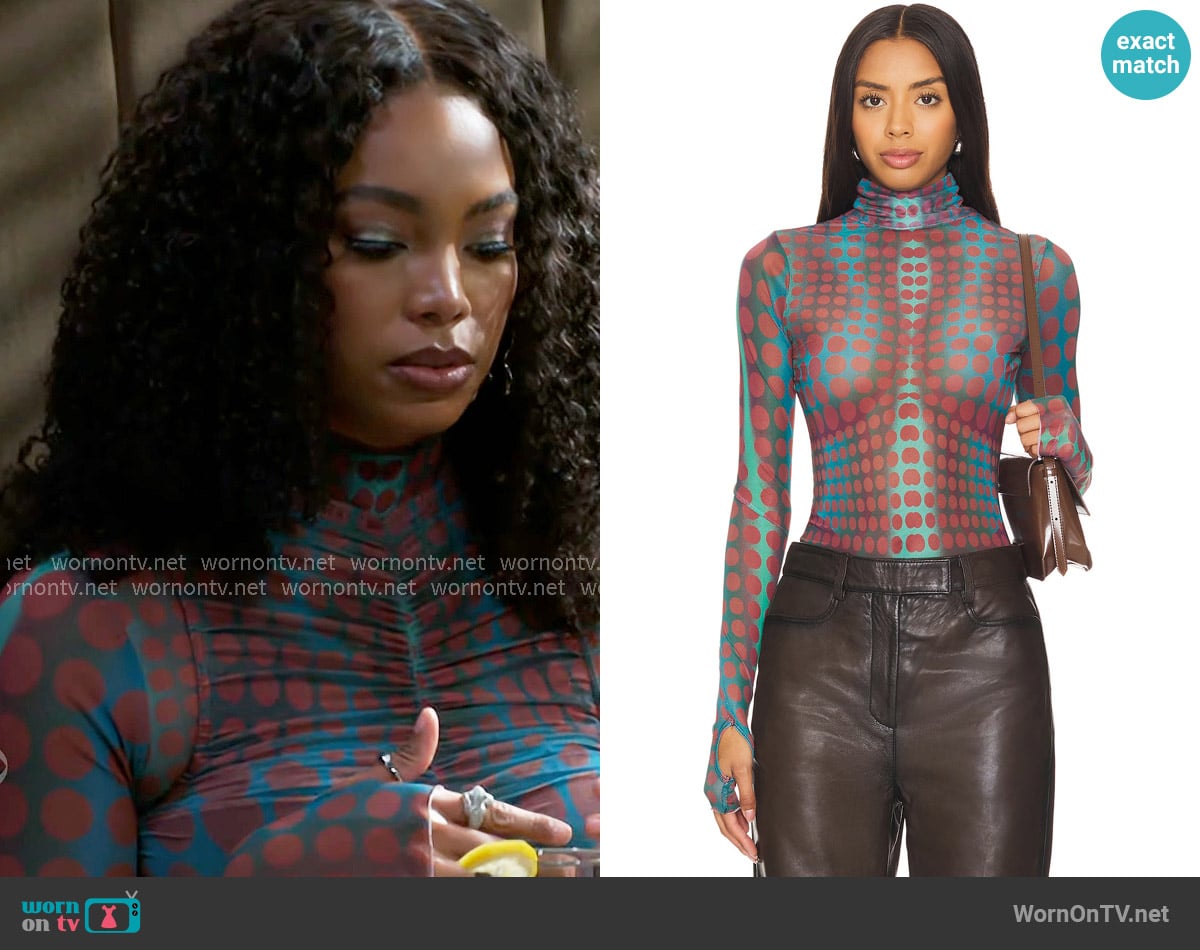 Chelea’s dot- print top on Beyond the Gates